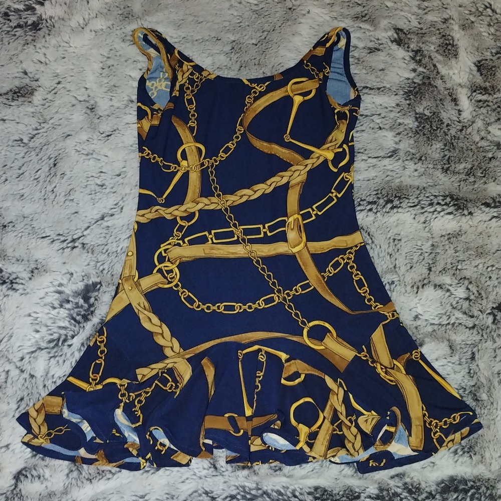 Girls Elysa Suzanne chain stirrup print dress size 8